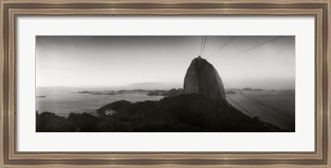 Framed Sugarloaf Mountain at sunset, Rio de Janeiro, Brazil (black and white) Print