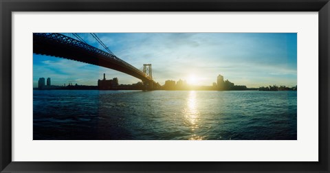 Framed Suspension bridge over a river, Williamsburg Bridge, East River, Lower East Side, Manhattan, New York City, New York State Print