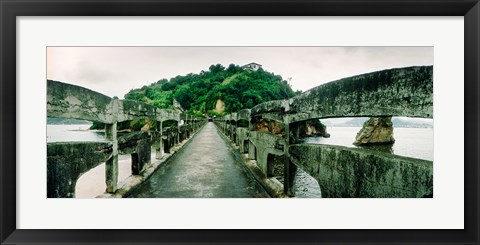 Framed Stone bridge leading to a small island, Niteroi, Rio de Janeiro, Brazil Print