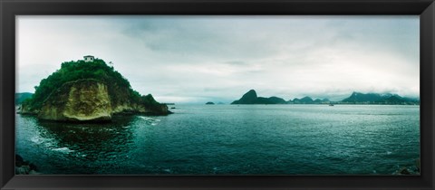 Framed Small island in the ocean, Niteroi, Rio de Janeiro, Brazil Print