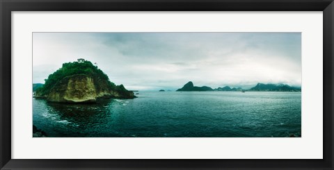 Framed Small island in the ocean, Niteroi, Rio de Janeiro, Brazil Print