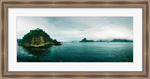 Framed Small island in the ocean, Niteroi, Rio de Janeiro, Brazil Print