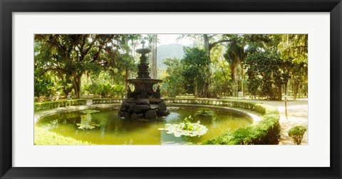 Framed Fountain in a botanical garden, Jardim Botanico, Corcovado, Rio de Janeiro, Brazil Print