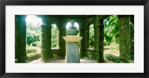 Framed Memorial statue in the house of cedar, Jardim Botanico, Zona Sul, Rio de Janeiro, Brazil Print