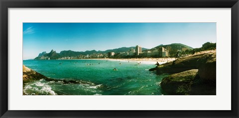 Framed Tourists on the beach, Ipanema Beach, Rio de Janeiro, Brazil Print