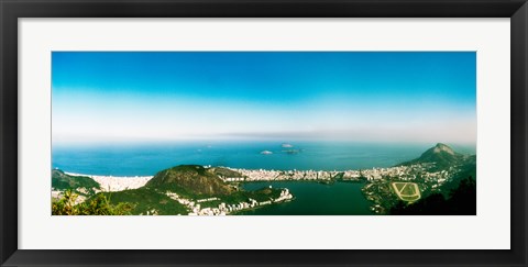 Framed Aerial view of a coast, Corcovado, Rio de Janeiro, Brazil Print