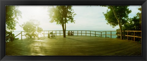 Framed Couple overlooking the ocean at sunset in Morro De Sao Paulo, Tinhare, Cairu, Bahia, Brazil Print