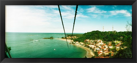 Framed Zip line ropes for zip inning over the beach, Morro De Sao Paulo, Tinhare, Cairu, Bahia, Brazil Print