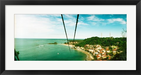 Framed Zip line ropes for zip inning over the beach, Morro De Sao Paulo, Tinhare, Cairu, Bahia, Brazil Print