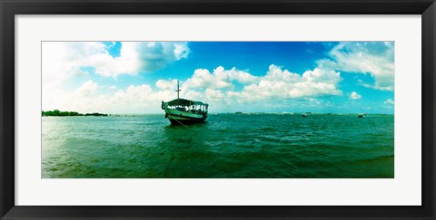 Framed Wooden boat in the ocean, Morro De Sao Paulo, Tinhare, Cairu, Bahia, Brazil Print