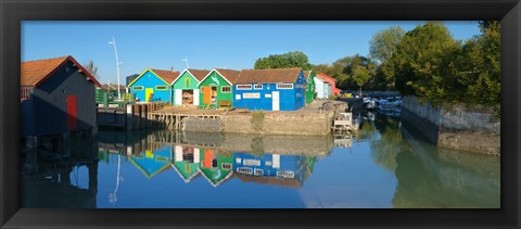 Framed Old Oyster farmers shacks, Le Chateau, Oleron, Charente-Maritime, Poitou-Charentes, France Print