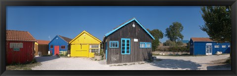 Framed Colorful Shacks, Le Chateau, Oleron, Charente-Maritime, Poitou-Charentes, France Print