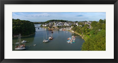 Framed Boats in the sea, Le Bono, Gulf Of Morbihan, Morbihan, Brittany, France Print