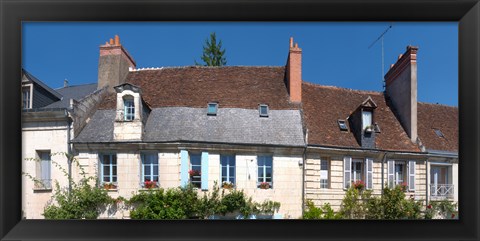 Framed Old houses in a town, Loches, Loire-et-Cher, Loire, Touraine, France Print