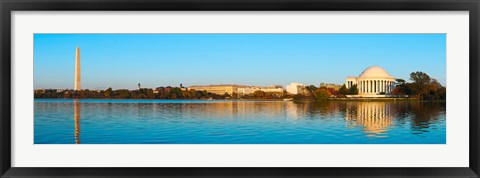 Framed Jefferson Memorial and Washington Monument at dusk, Tidal Basin, Washington DC, USA Print