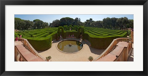 Framed High angle view of a formal garden, Horta Labyrinth Park, Horta-Guinardo, Barcelona, Catalonia, Spain Print