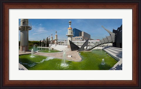 Framed Fountains in Spain Industrial Park, Barcelona, Catalonia, Spain Print