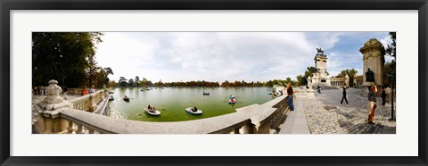 Framed Boats in a lake, Buen Retiro Park, Madrid, Spain Print