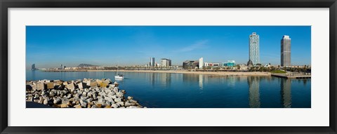 Framed City view from Port Olimpic, Barcelona, Catalonia, Spain Print