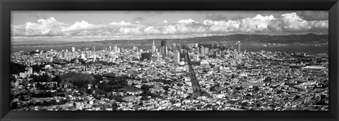 Framed San Francisco as Viewed from Twin Peaks (black &amp; white) Print