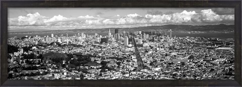 Framed San Francisco as Viewed from Twin Peaks (black &amp; white) Print
