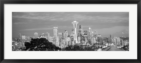 Framed View of Seattle and Space Needle in black and white, King County, Washington State, USA 2010 Print