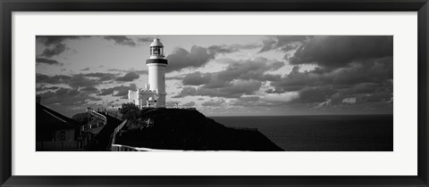 Framed Lighthouse at the coast, Broyn Bay Light House, New South Wales, Australia (black and white) Print