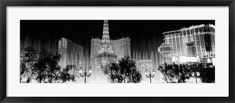 Framed Las Vegas Hotels at Night (black &amp; white) Print