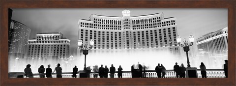 Framed Bellagio Resort And Casino Lit Up At Night, Las Vegas (black &amp; white) Print