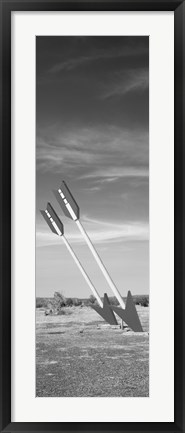 Framed Twin arrows in the field, Route 66, Arizona (black and white) Print