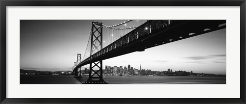 Framed Bay Bridge in black and white, San Francisco Bay, San Francisco, California, USA Print