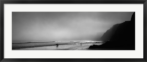 Framed Surfers on the beach, Point Reyes National Seashore, Marin County, California, USA Print