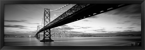 Framed Bay Bridge at Twilight (black &amp; white) Print