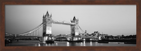 Framed Tower Bridge London England (Black and White) Print