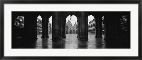 Framed Arcade of a building, St. Mark&#39;s Square, Venice, Italy (Black &amp; White) Print