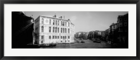 Framed Canal buildings in black and white, Grand Canal, Venice, Italy Print