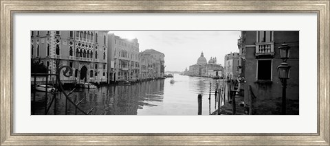 Framed Buildings along a canal, view from Ponte dell&#39;Accademia, Grand Canal, Venice, Italy (black and white) Print