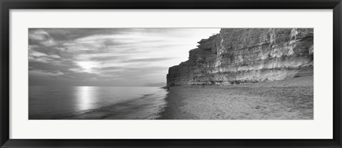 Framed Rock formations on the beach, Burton Bradstock, Dorset, England Print