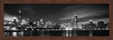 Framed Black and white view of Chicago, Illinois Print