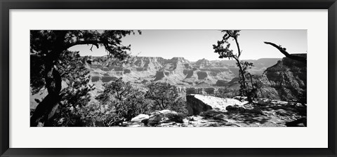 Framed Mather Point in black and white, South Rim, Grand Canyon National Park, Arizona Print