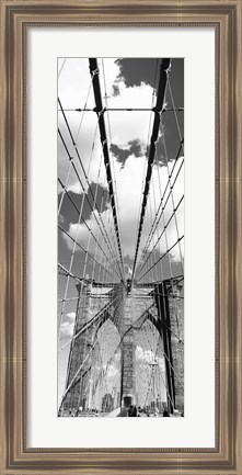 Framed Brooklyn Bridge, Manhattan, New York City (black and white, vertical) Print