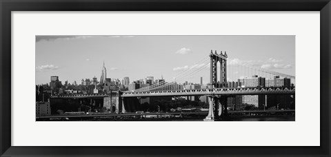 Framed Manhattan Bridge in black and white, New York City Print