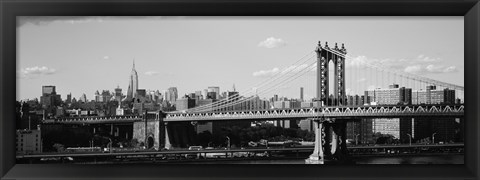 Framed Manhattan Bridge in black and white, New York City Print