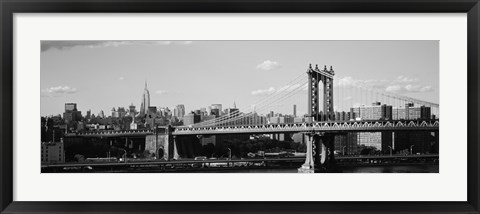 Framed Manhattan Bridge in black and white, New York City Print