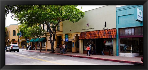 Framed Stores at the roadside, Downtown San Luis Obispo, San Luis Obispo County, California, USA Print