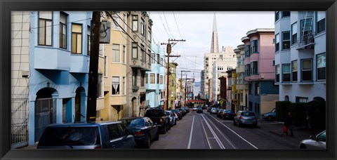 Framed Cars parked on the street, Transamerica Pyramid, Washington Street, San Francisco, California, USA Print