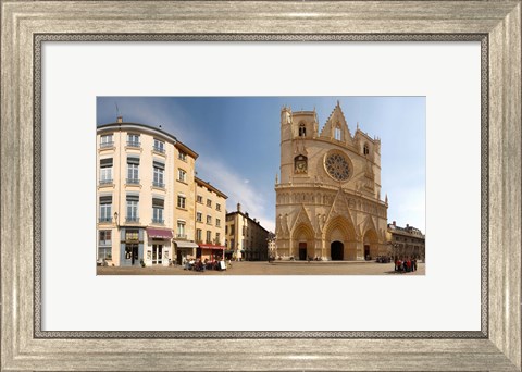 Framed Cathedral in a city, St. Jean Cathedral, Lyon, Rhone, Rhone-Alpes, France Print