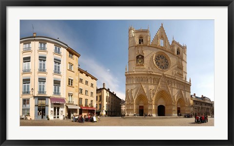 Framed Cathedral in a city, St. Jean Cathedral, Lyon, Rhone, Rhone-Alpes, France Print