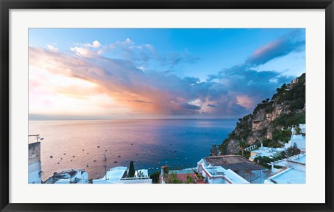 Framed Sunset in Positano, Amalfi Coast, Italy Print