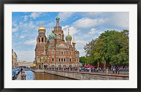 Framed Church in a city, Church Of The Savior On Blood, St. Petersburg, Russia Print